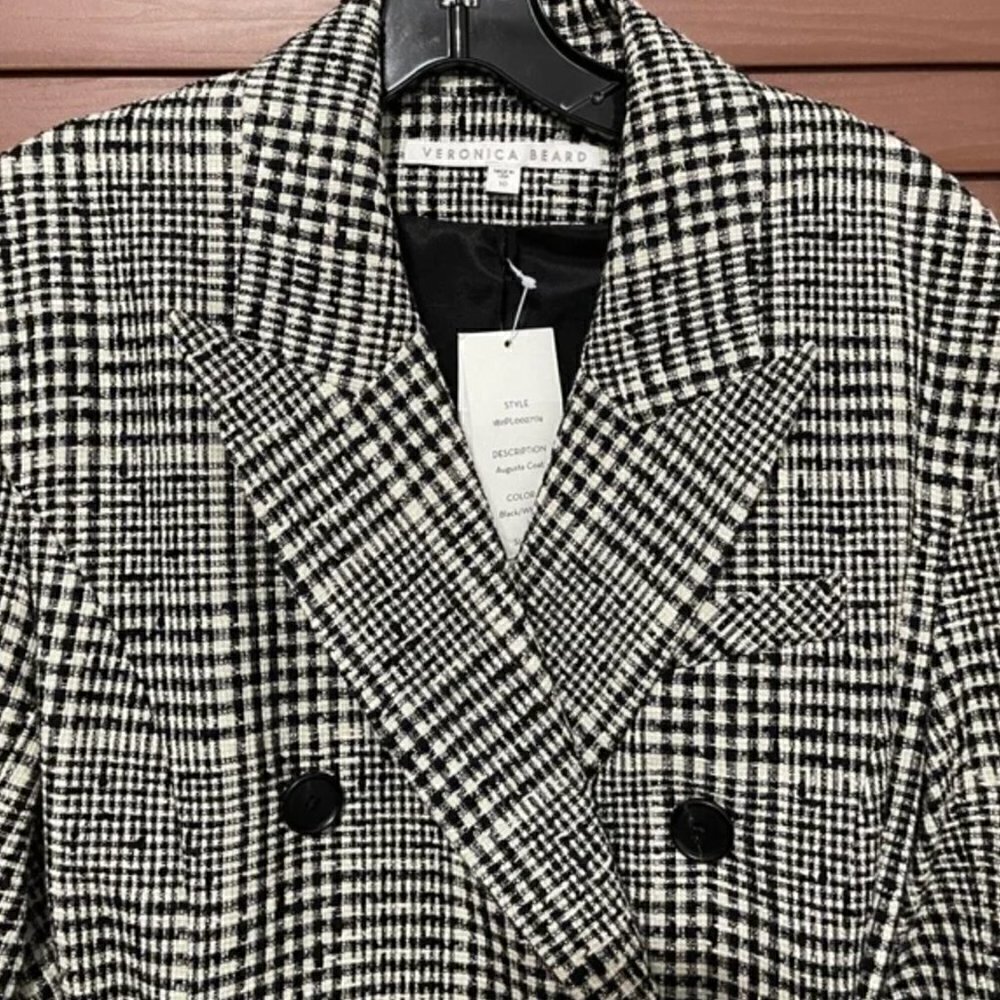 NWT Veronica Beard Augusta Double-Breasted Checked Belted Coat Dress Size 10 - Picture 9 of 14